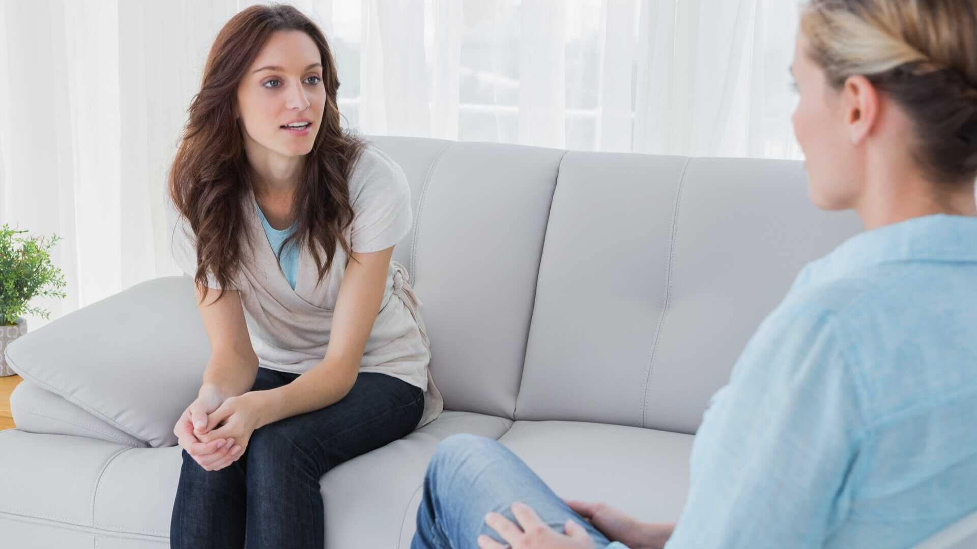 A woman seeks treatment through trauma-informed care in California.
